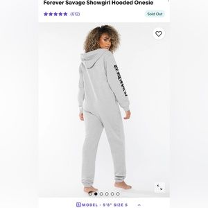 Savage X Fenty Forever Savage Hooded Onesie, Platinum Grey, M